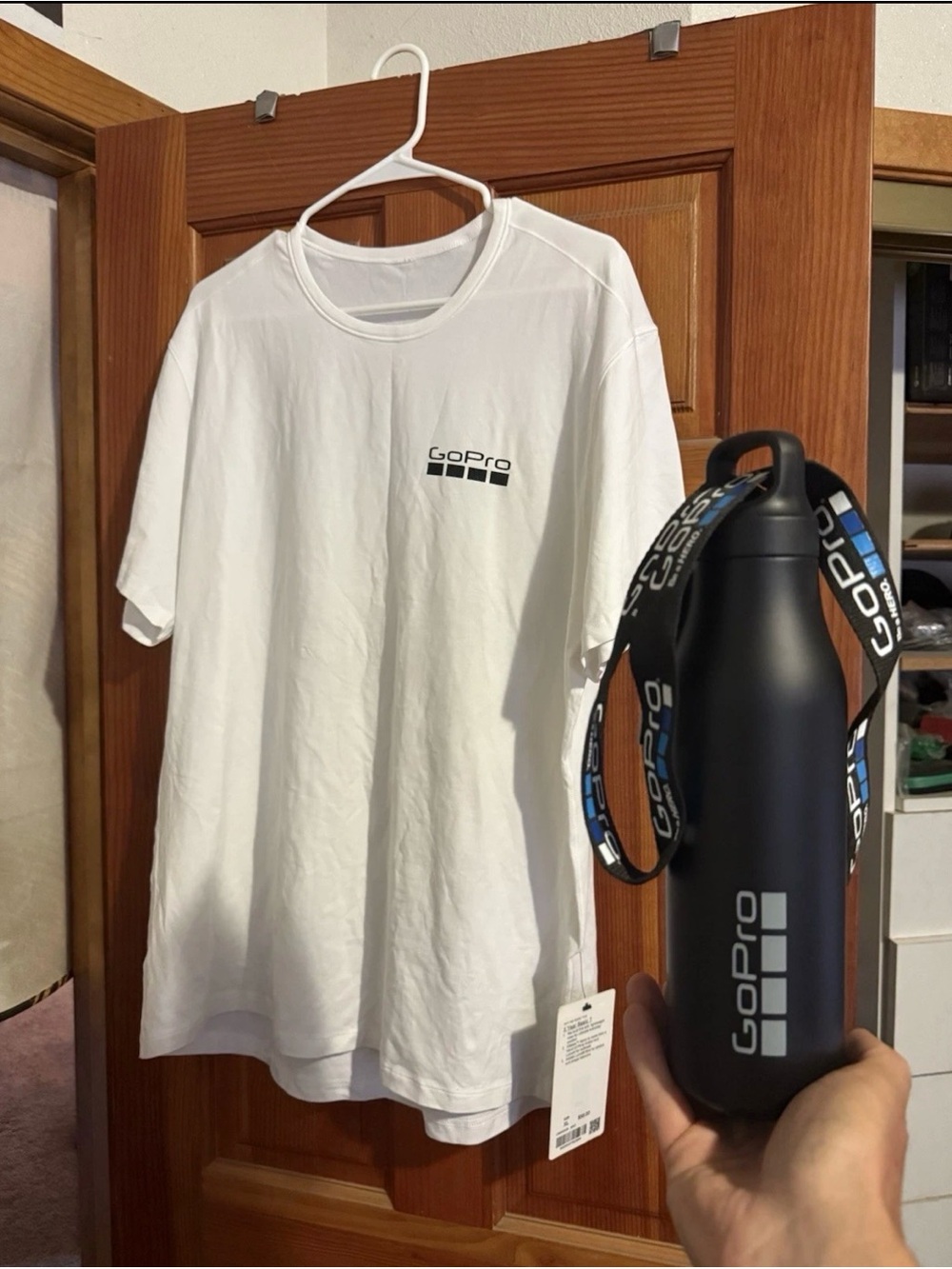 Rare GoPro x LuluLemon 5 year Tee + 20oz insulated water bottle + lanyard